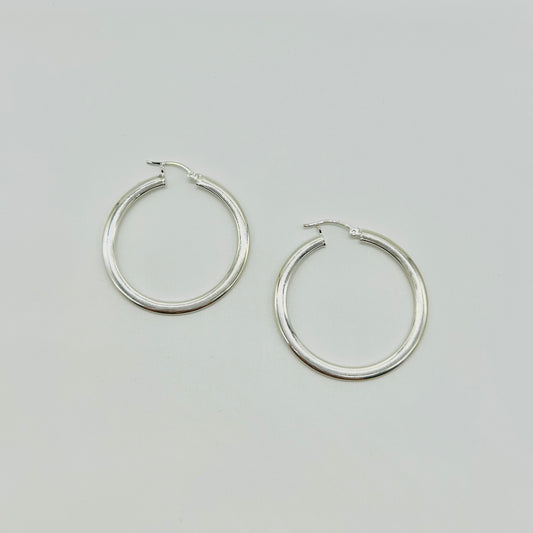 Arracadas Lisas Grandes de Plata