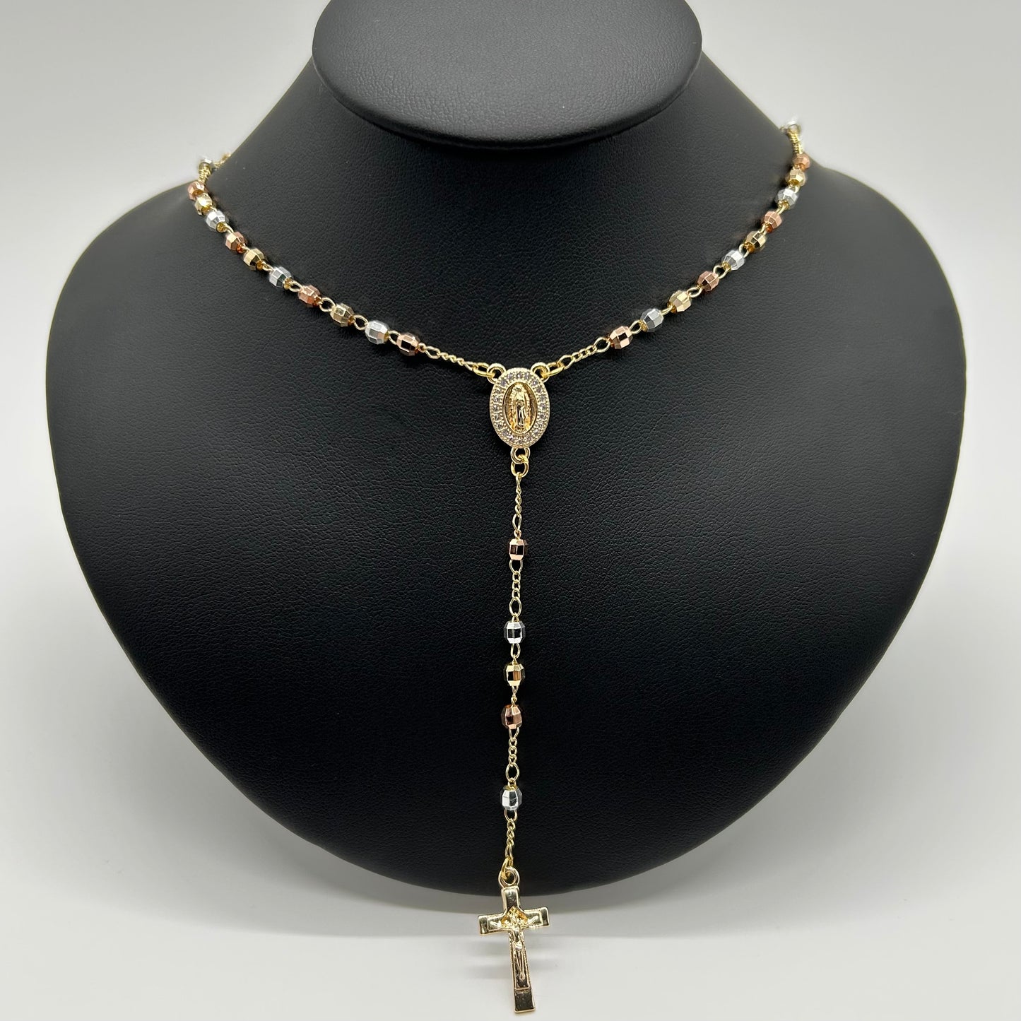 Rosario de Tres Oros de Oro Laminado