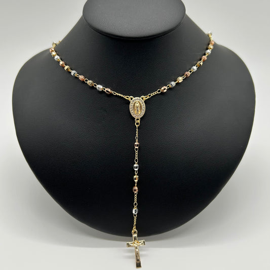 Rosario de Tres Oros de Oro Laminado