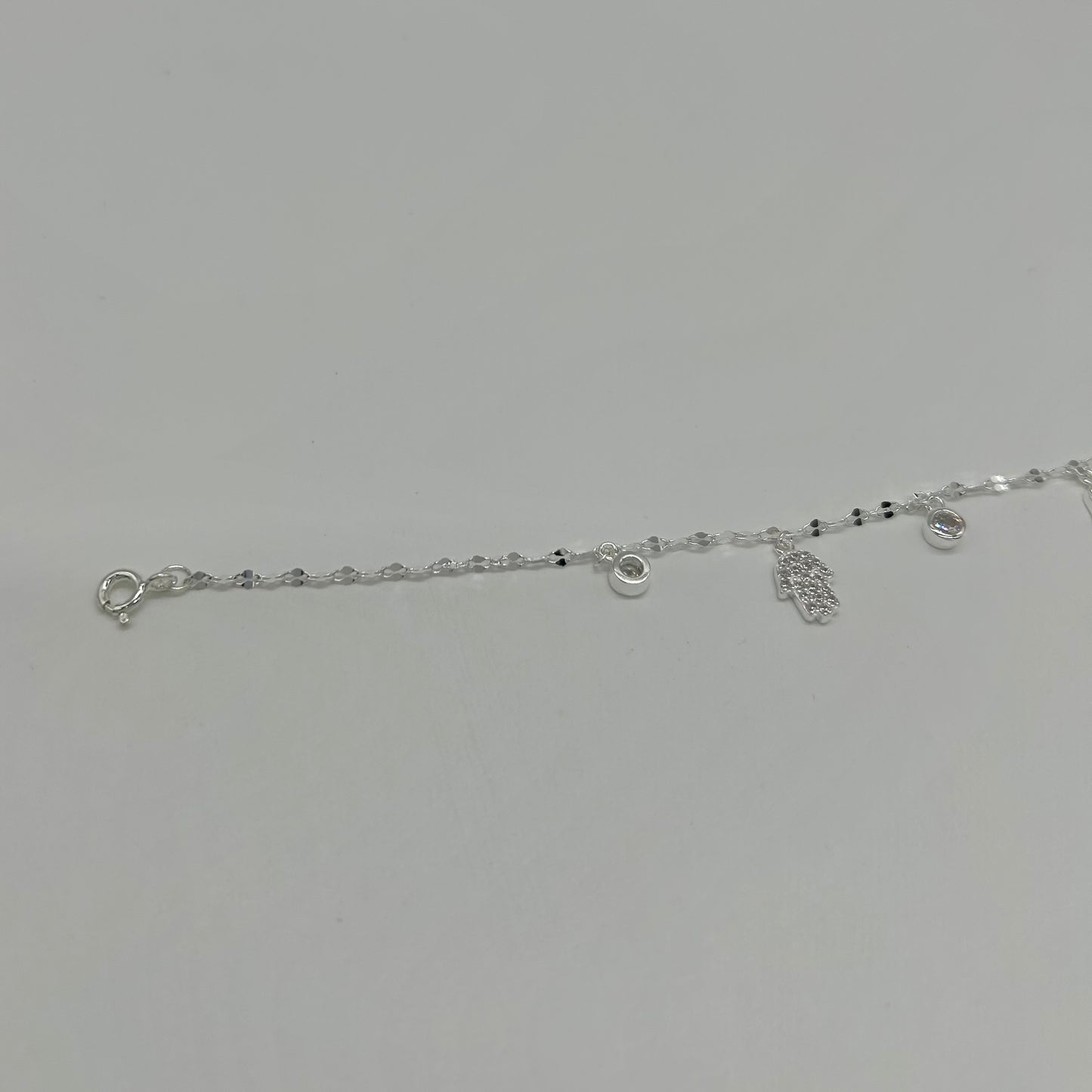 Pulsera Manitas de Fátima y Zirconias en Plata
