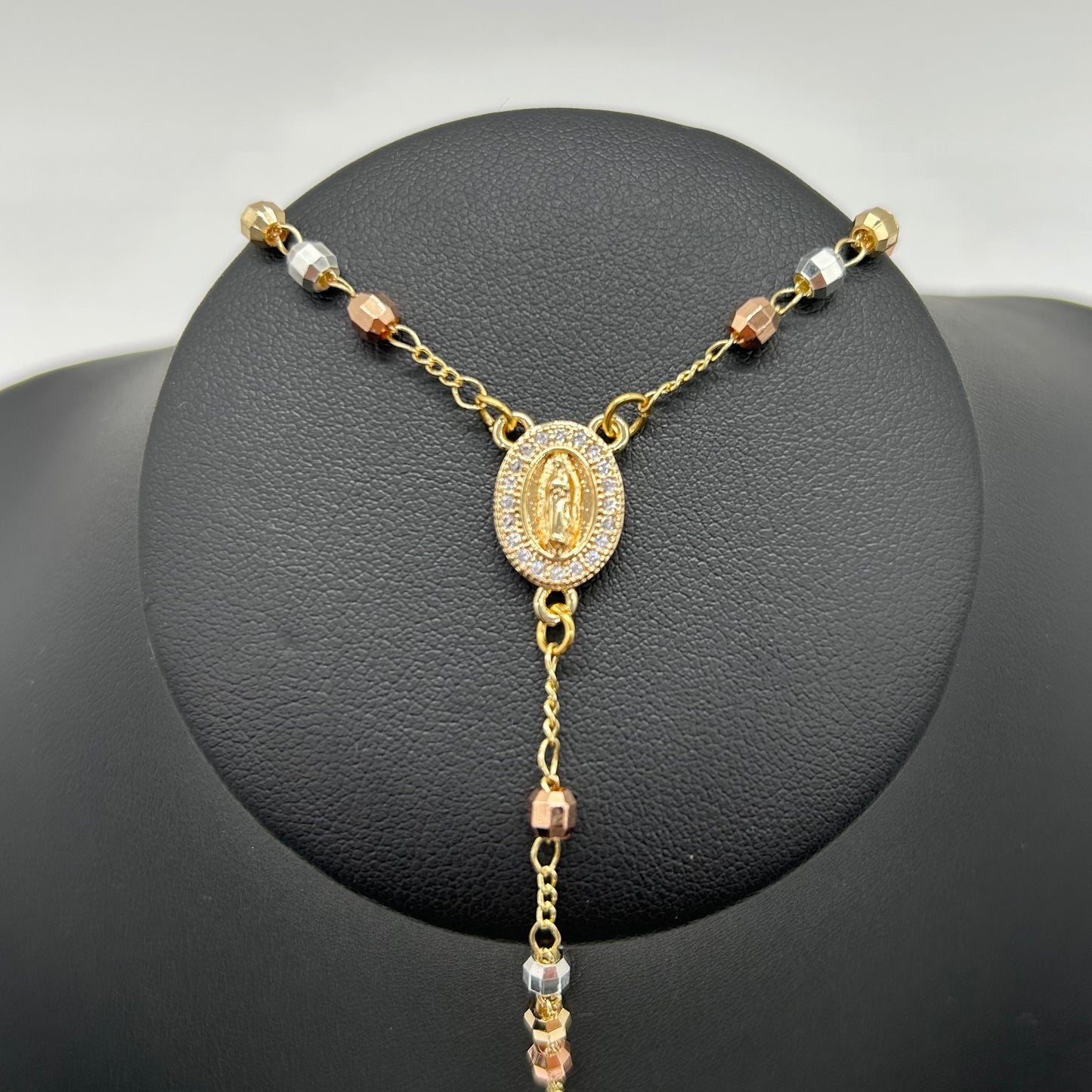 Rosario de Tres Oros de Oro Laminado