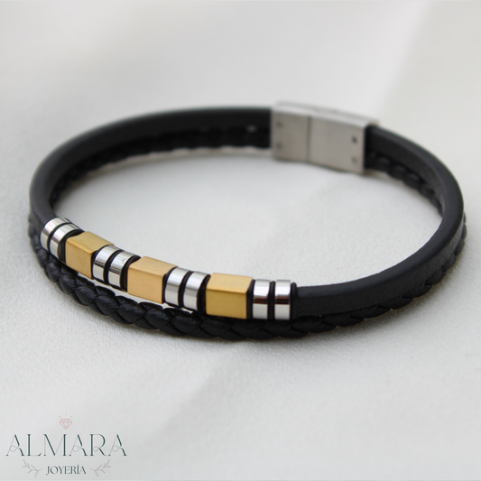 Pulsera Doble Piel y Acero Inoxidable