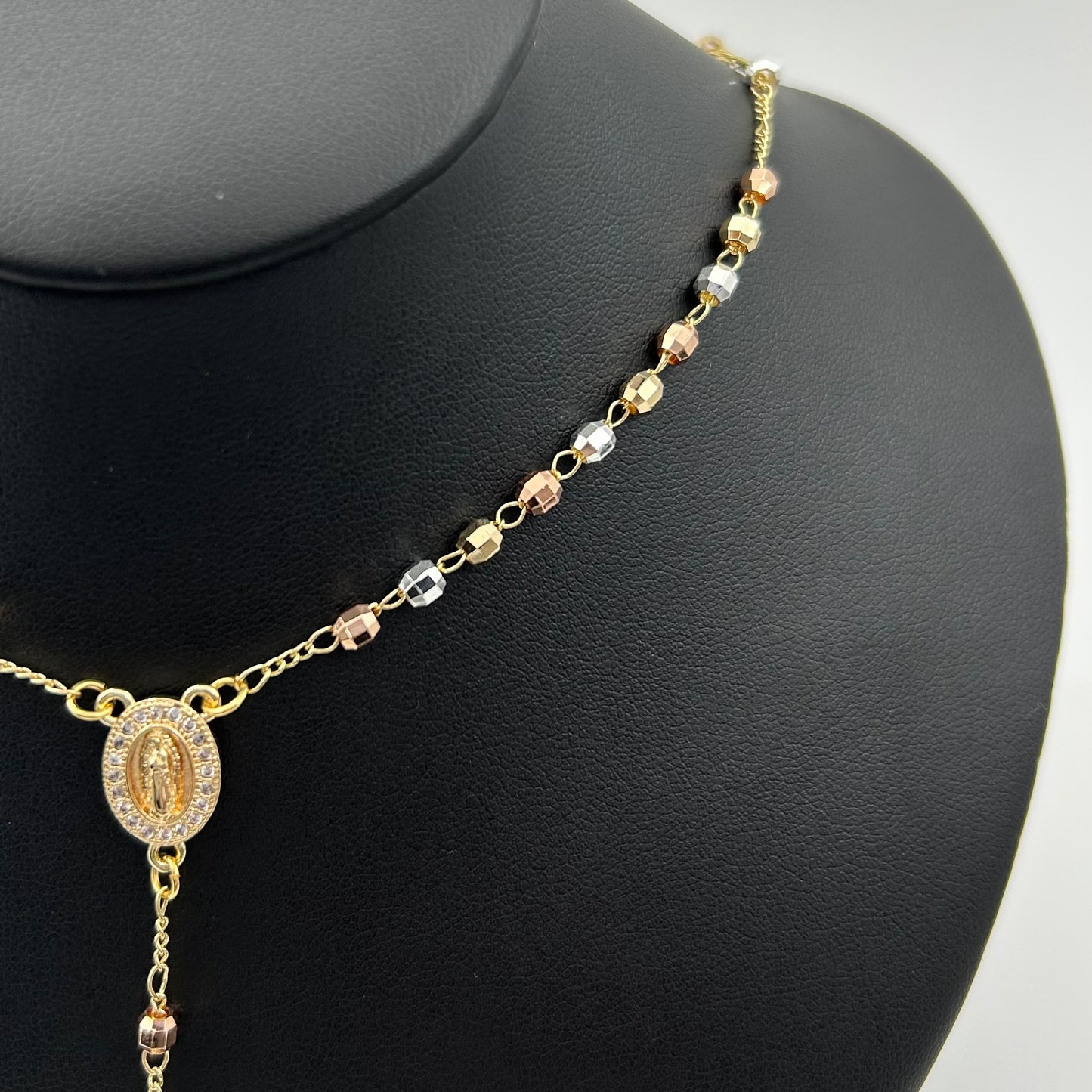 Rosario de Tres Oros de Oro Laminado