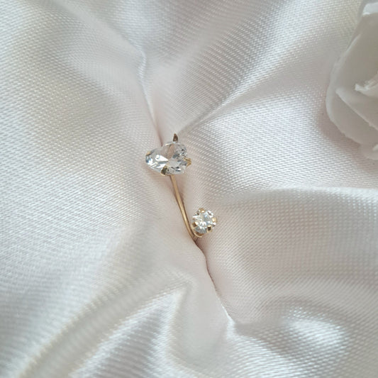 Broquel Curvo (Teléfono) Corazón de Zirconia 14K