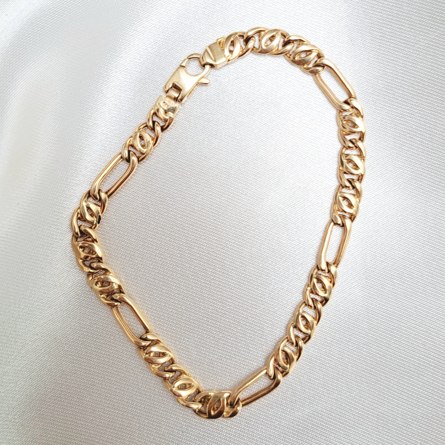 Pulsera Combinada Tejido Egipcio Oro Amarillo de 14K