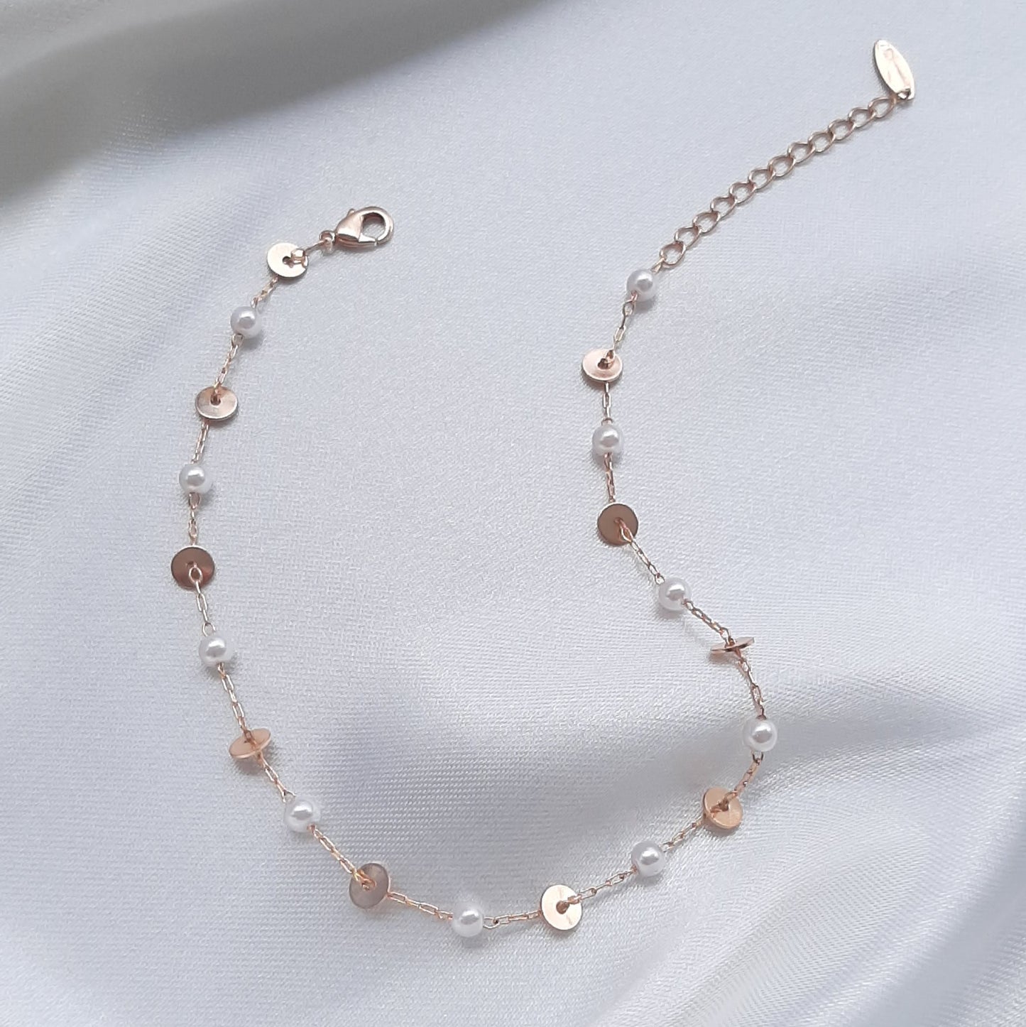 Tobillera con Perlas Oro Laminado