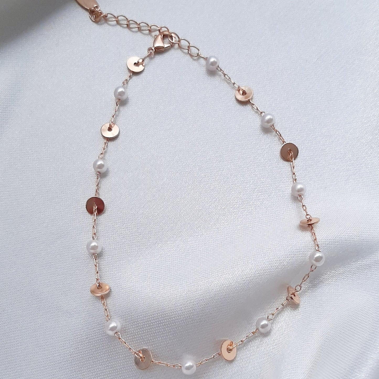 Tobillera con Perlas Oro Laminado