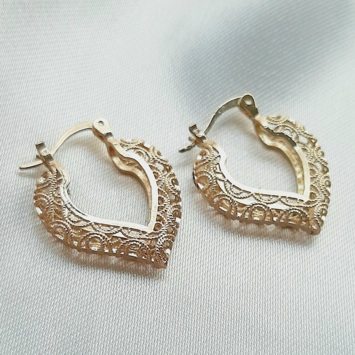 Arracadas Filigrana Corazón de Oro Laminado