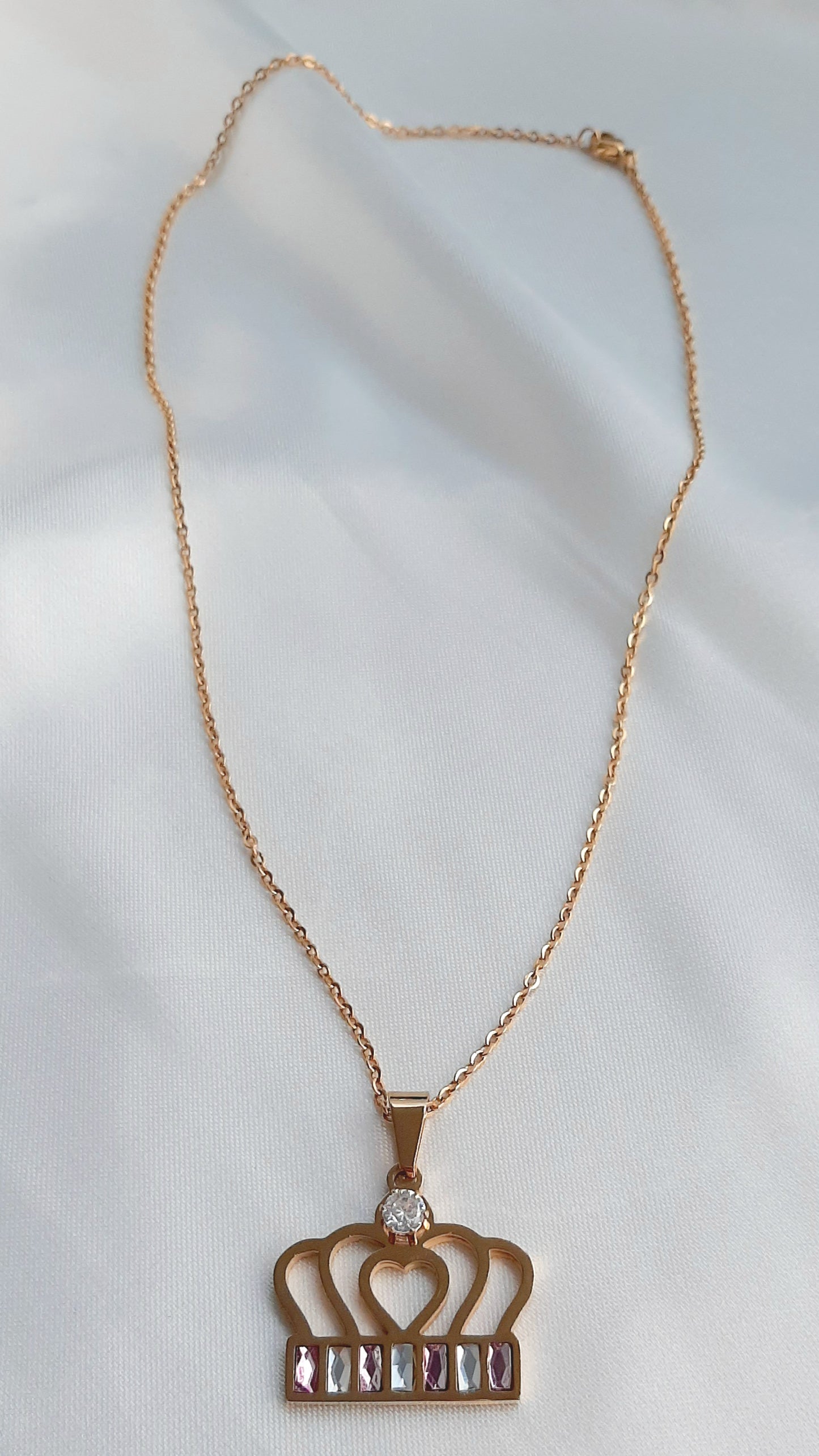 Collar Corona con Zirconias de Acero Inoxidable