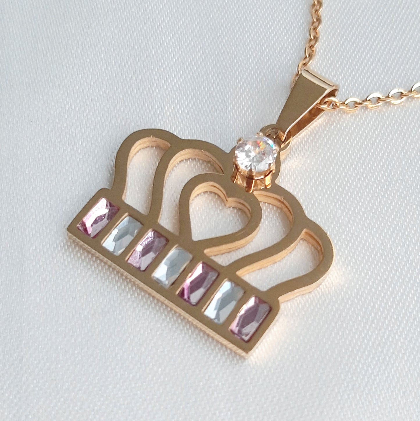 Collar Corona con Zirconias de Acero Inoxidable