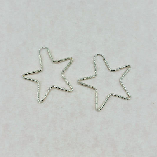 Aretes de Estrella de Tubito Facetados en Plata