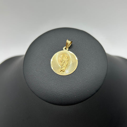 Medalla San Judas Tadeo Diamantada Oro 14k