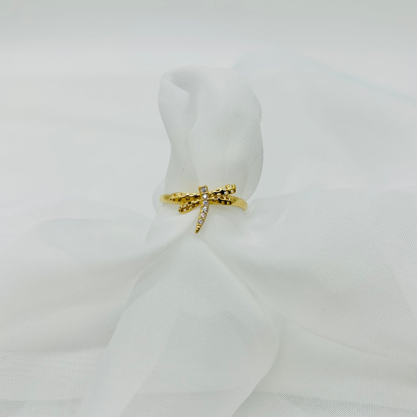 Anillo de Libélula con Zirconias Oro 10K