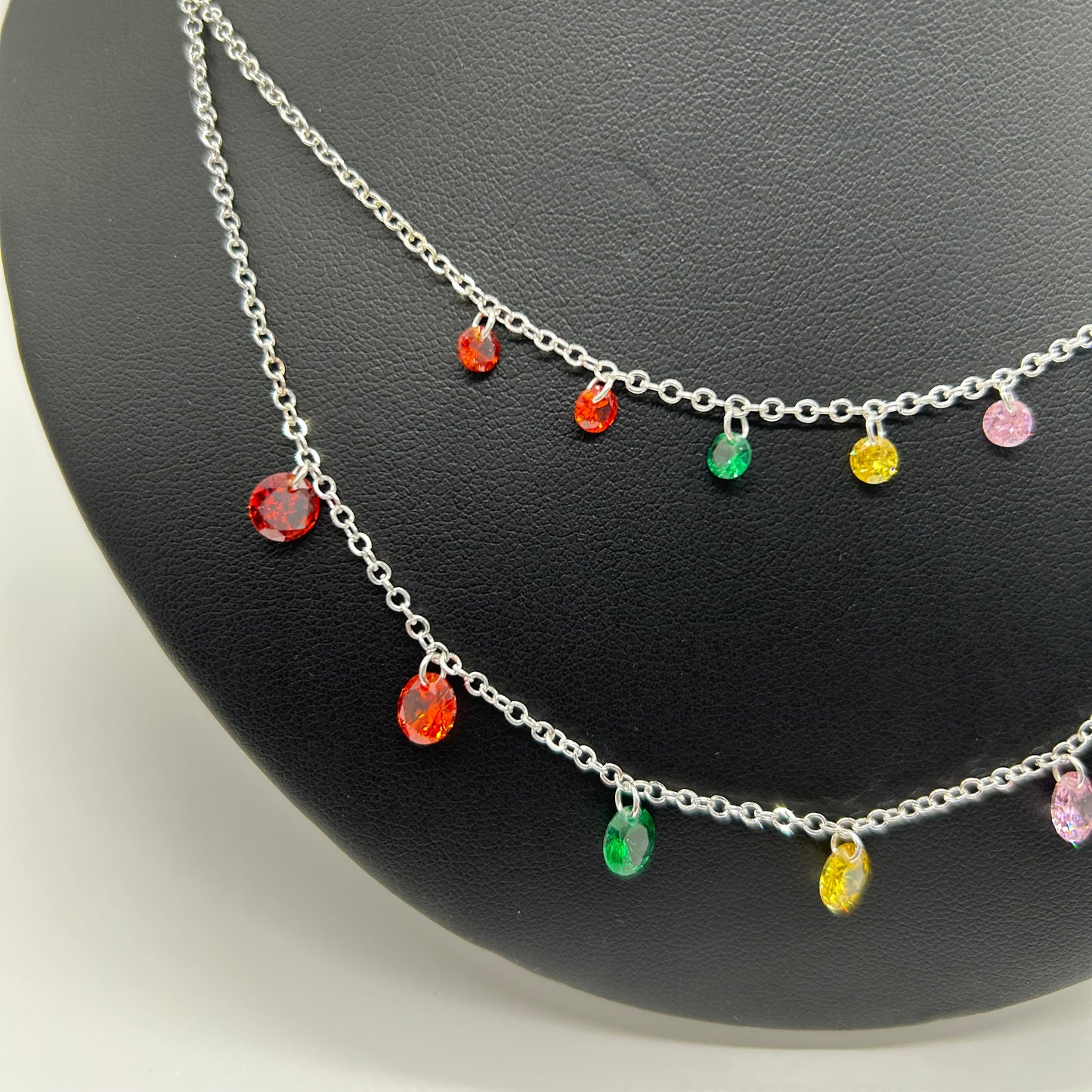 Collar Doble de Plata con Zirconias de Colores