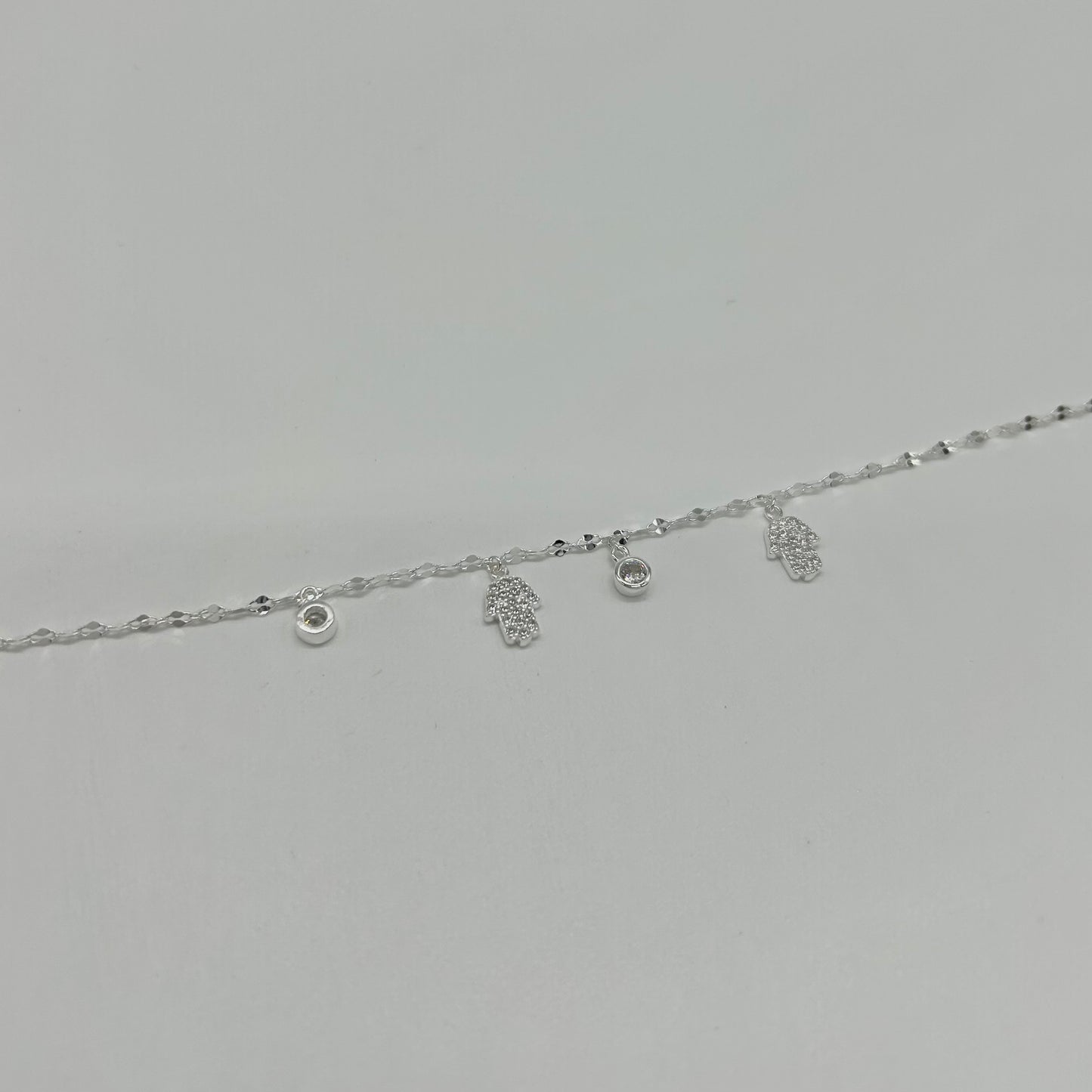 Pulsera Manitas de Fátima y Zirconias en Plata