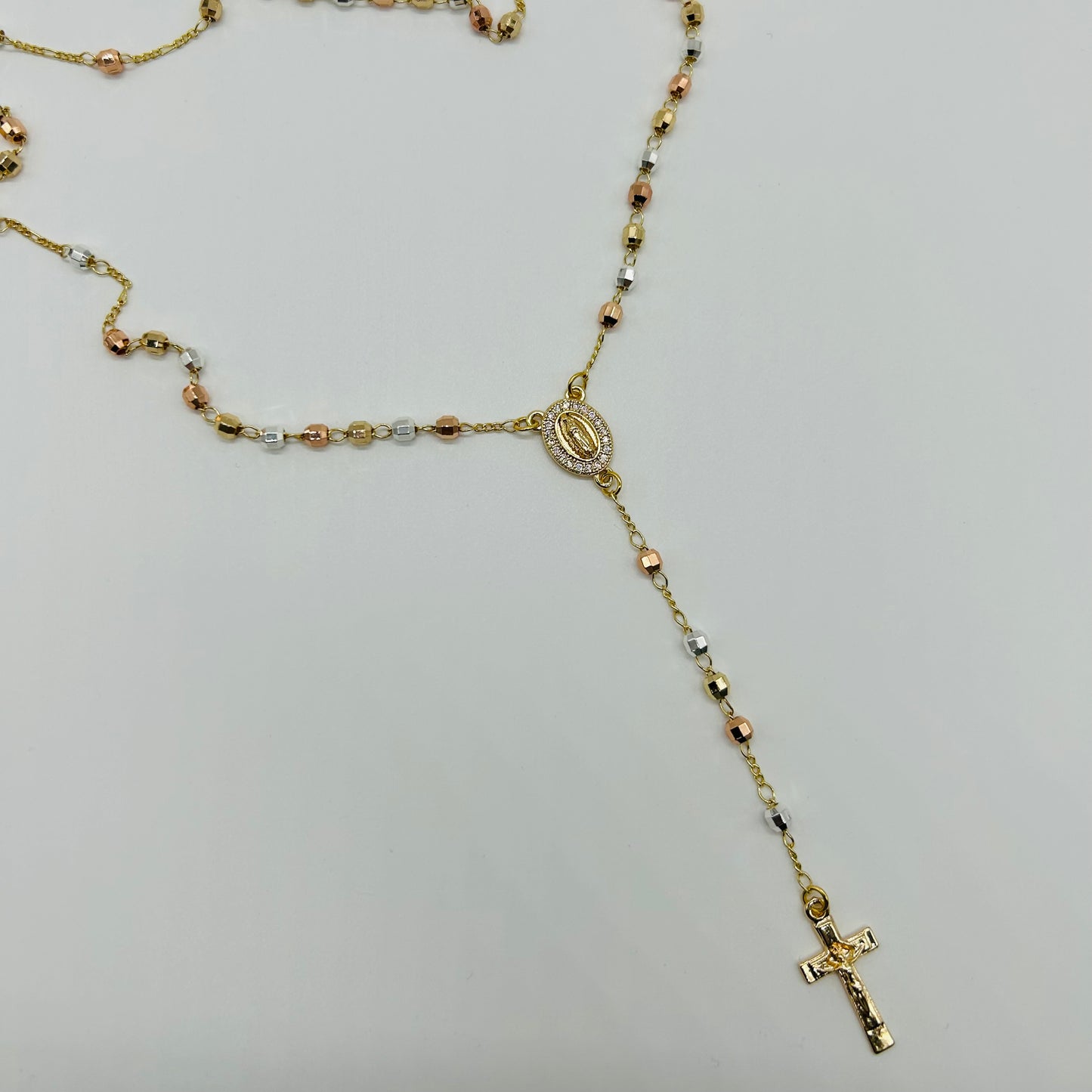 Rosario de Tres Oros de Oro Laminado