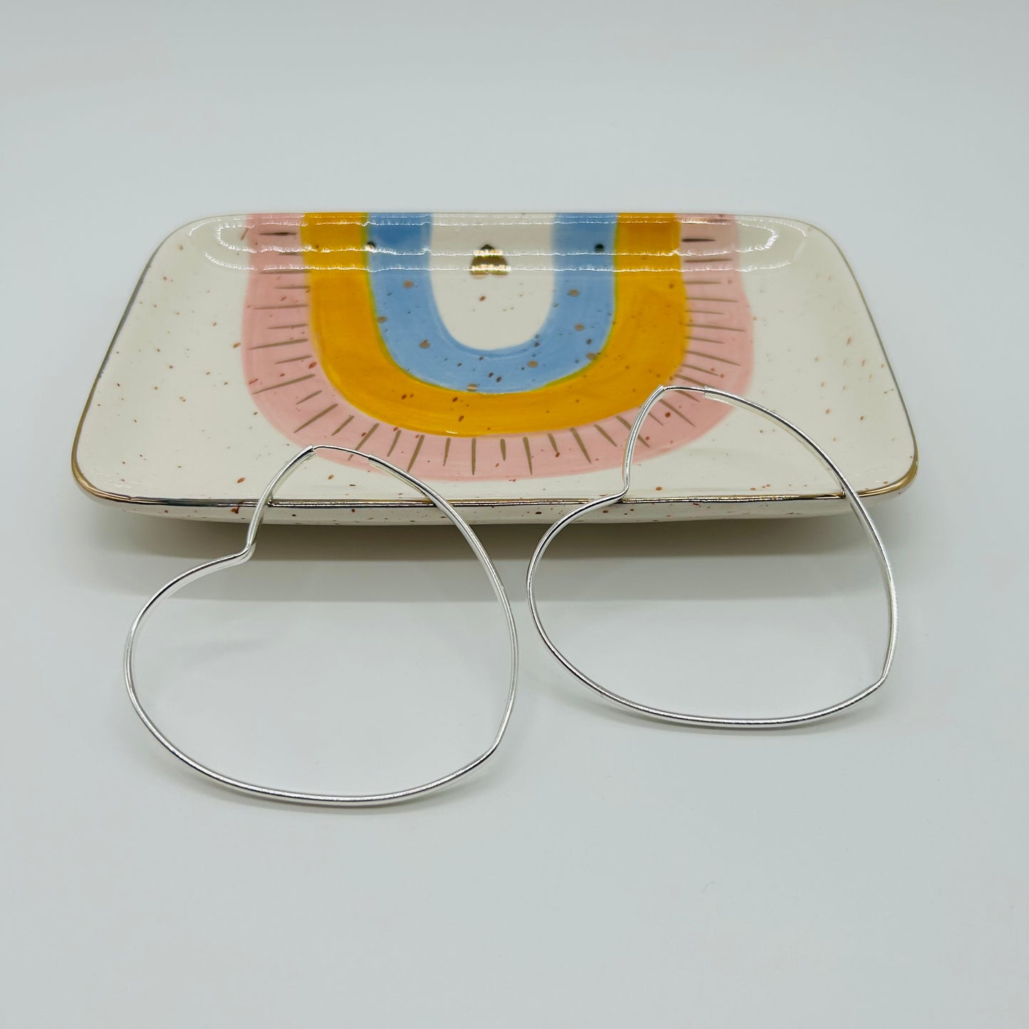 Arracadas de Corazón de Tubito Grandes de Plata