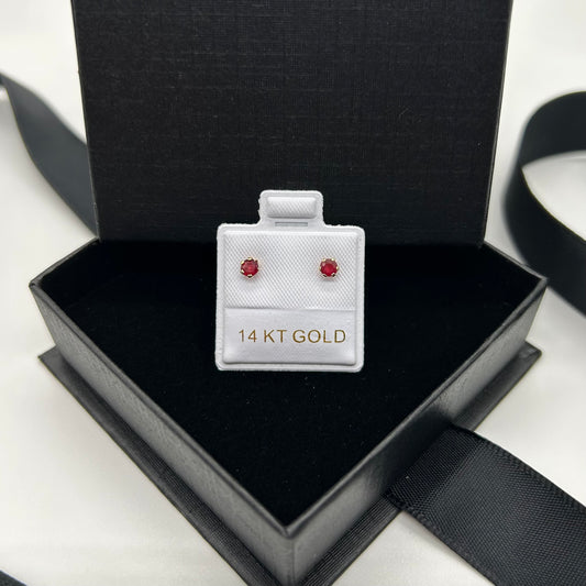 Broquel con Rubí Natural 3mm en Oro 14K