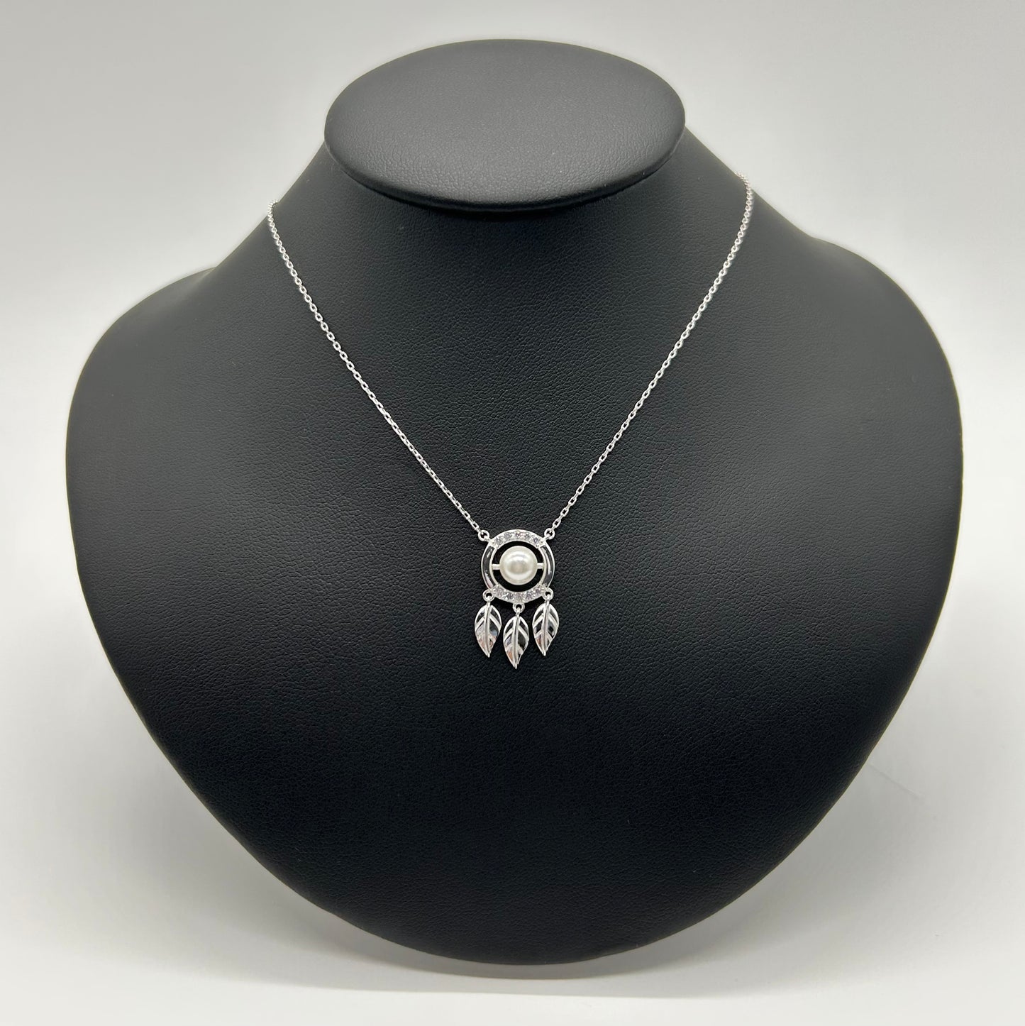 Collar Atrapasueños de Plata con Perla y Zirconias