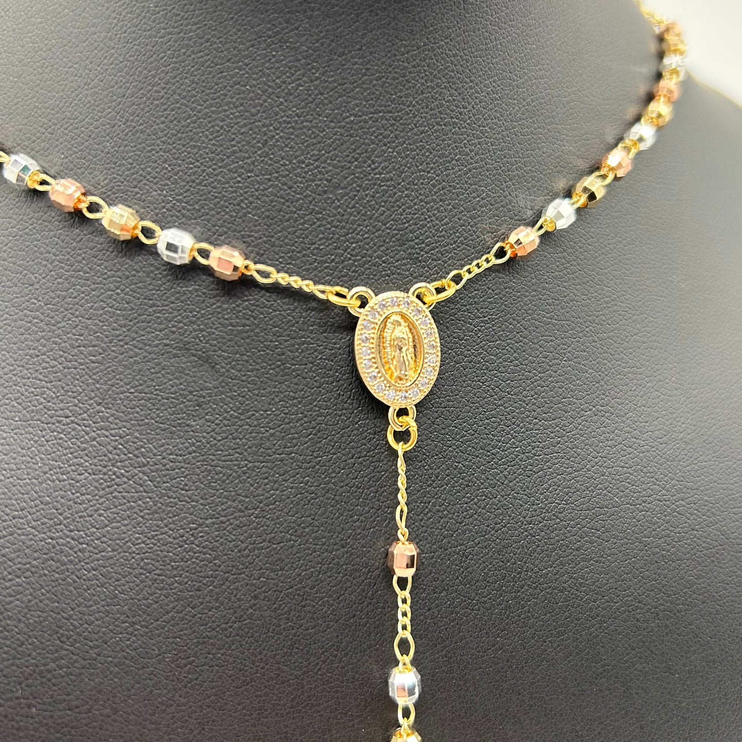 Rosario de Tres Oros de Oro Laminado