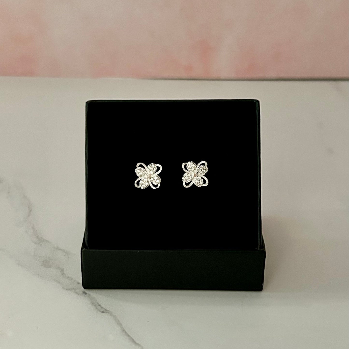 Juego Aretes y Dije Flores de Plata con Zirconias