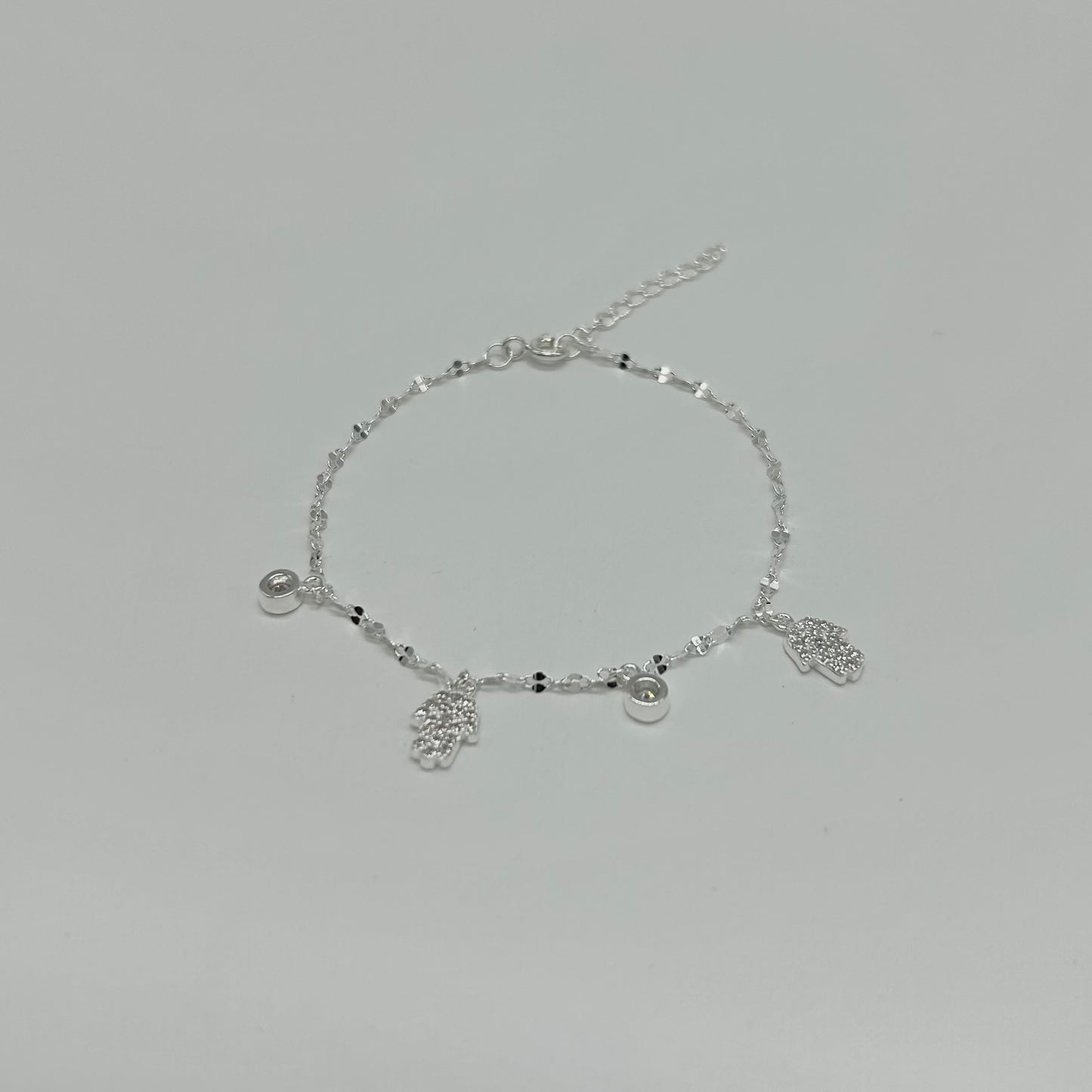 Pulsera Manitas de Fátima y Zirconias en Plata
