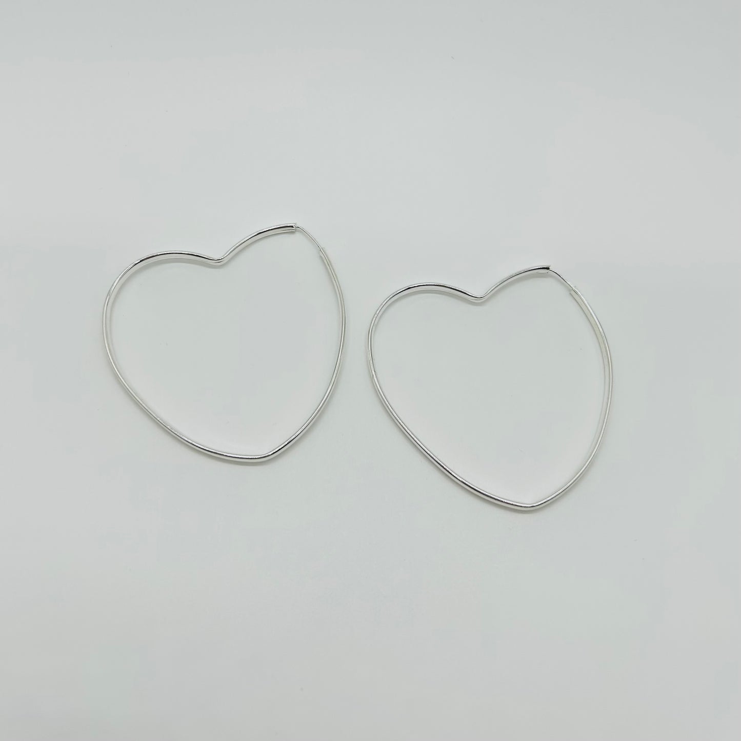 Arracadas de Corazón de Tubito Grandes de Plata