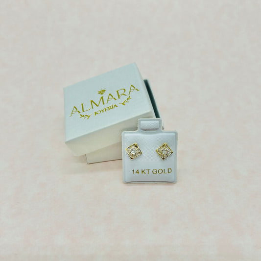 Broquel Diseño Cuadrado Oro 14k