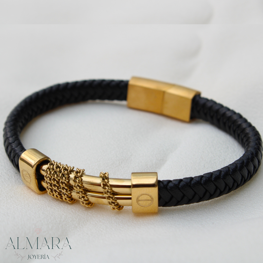 Pulsera Trenzada Piel y Acero Inoxidable