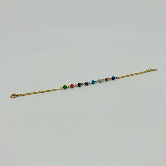 Pulsera de Ojitos de Colores de Oro Laminado