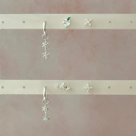 Juego de 3 Pares de Aretes Plata con Zirconias