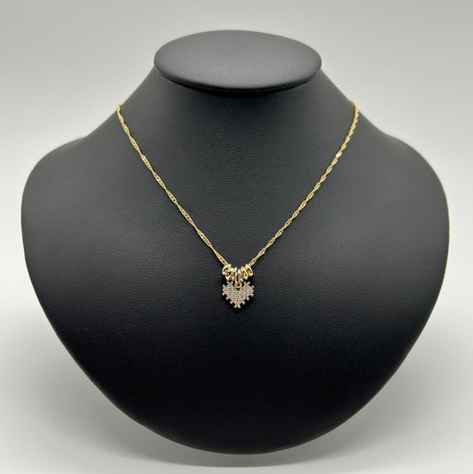 Collar Corazón de Pixel con Aritos de Oro Laminado