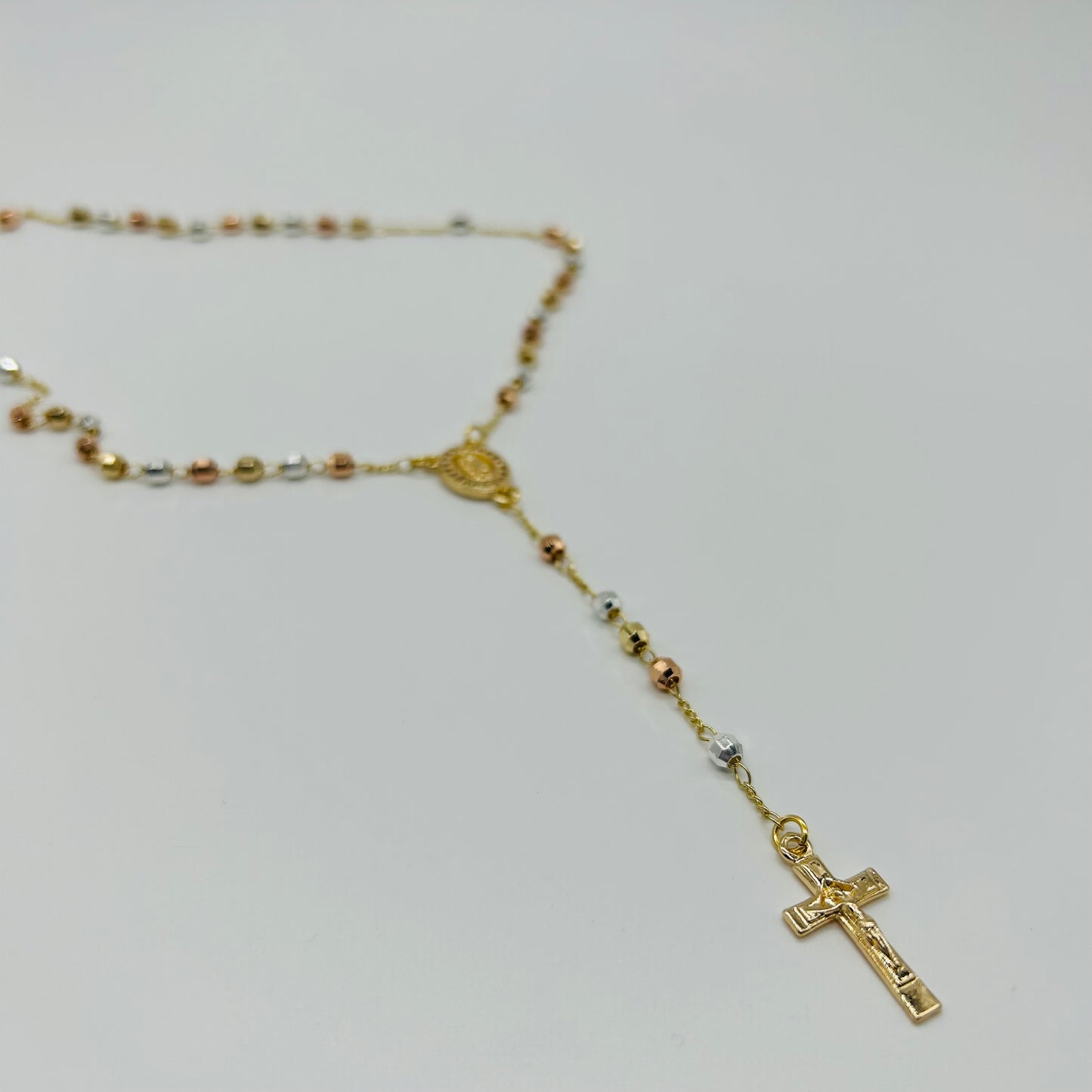 Rosario de Tres Oros de Oro Laminado