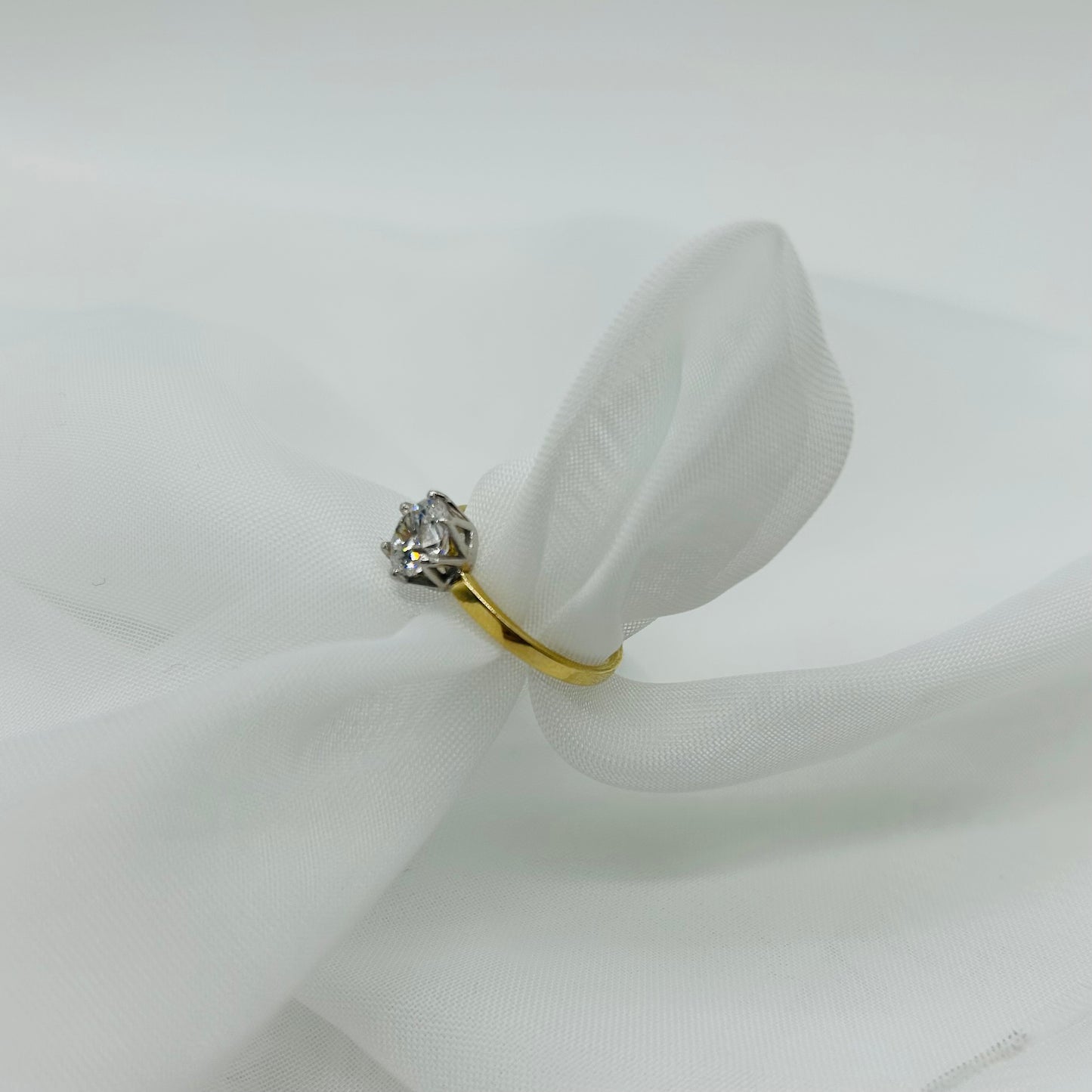 Anillo Solitario Corona Pequeña Oro 14K