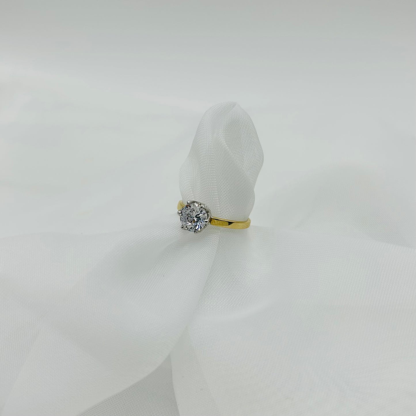 Anillo Solitario Corona Pequeña Oro 14K