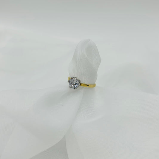 Anillo Solitario Corona Pequeña Oro 14K