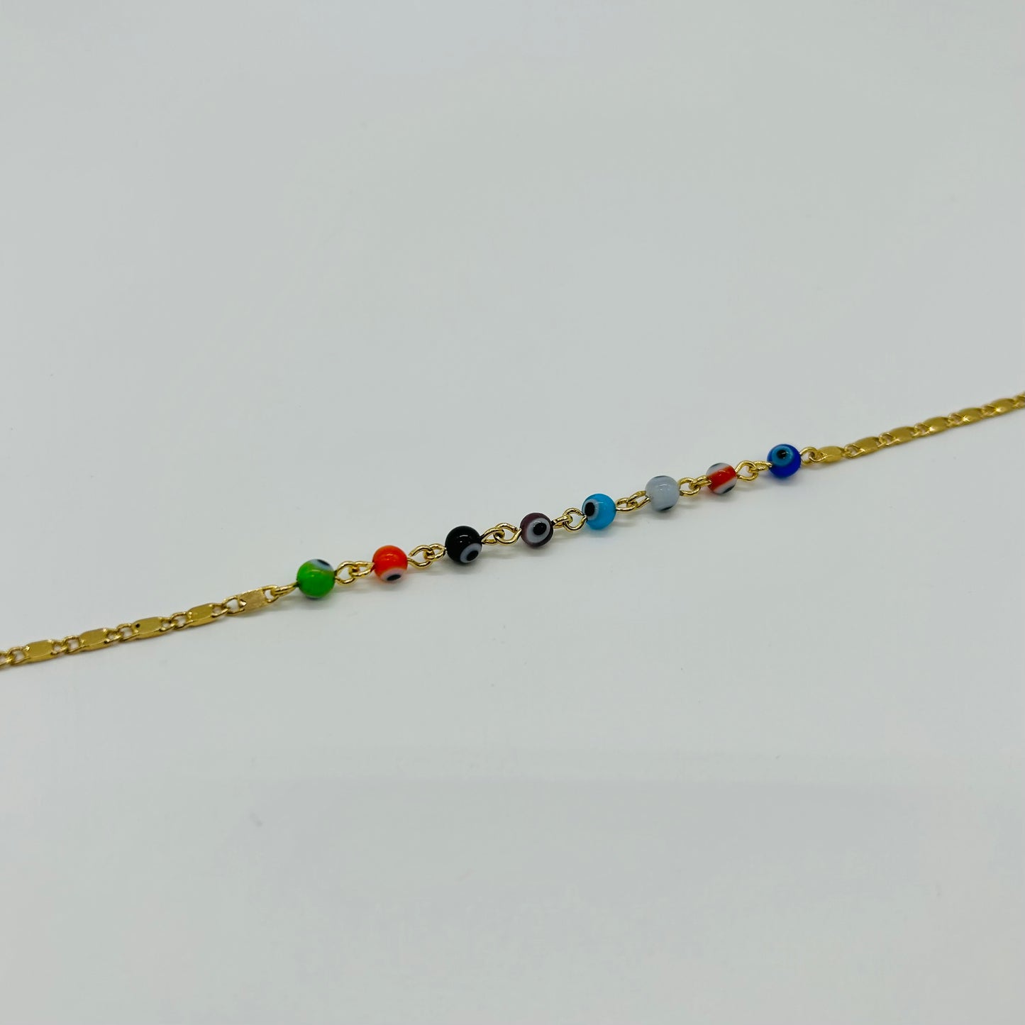 Pulsera de Ojitos de Colores de Oro Laminado