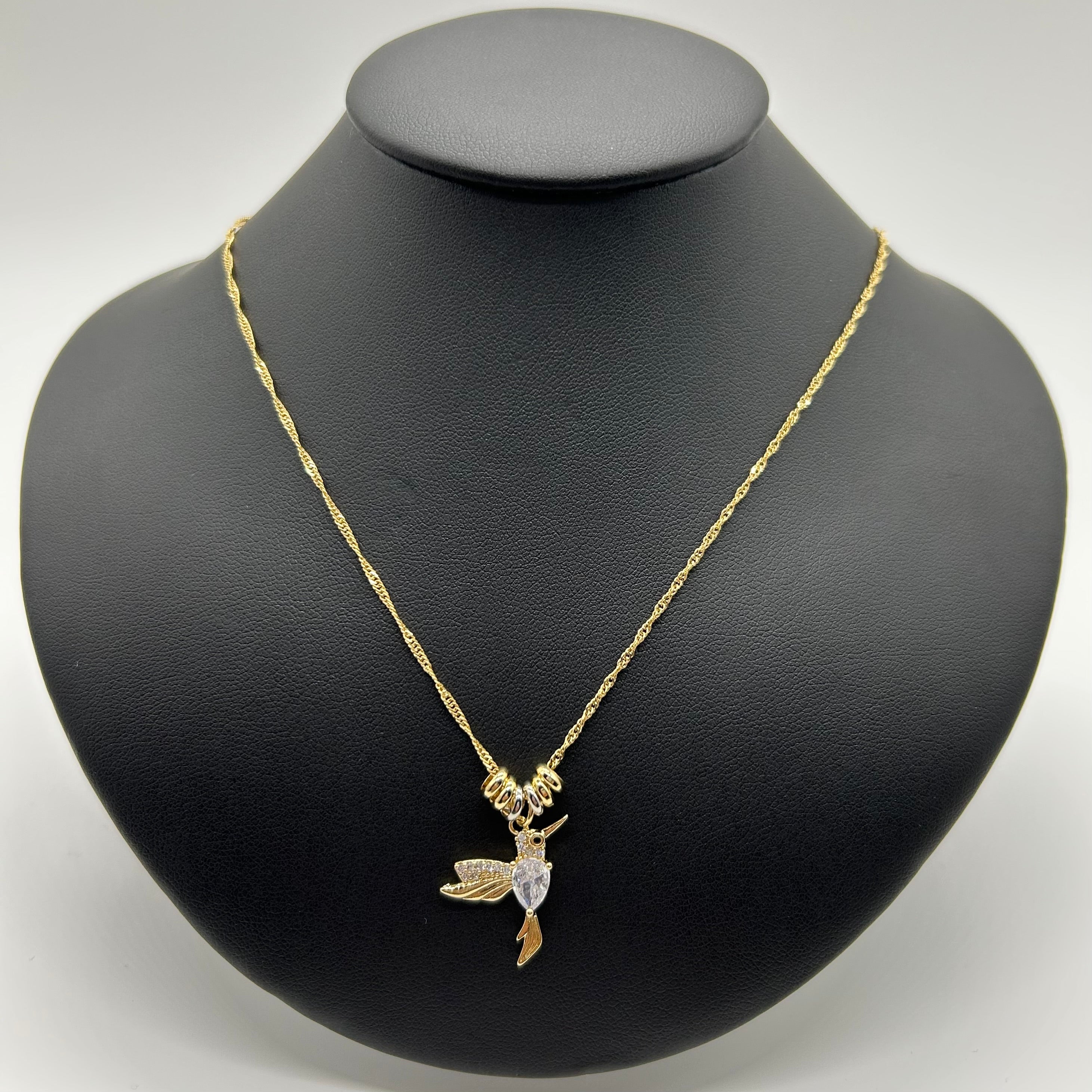 Collana colibrì in argento sterling e smalto, ciondolo colibrì Collana colibrì in argento sterling e smalto, ciondolo colibrì