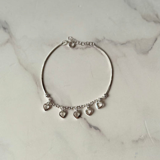 Pulsera Corazones Plata