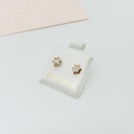 Broquel Estrella Chica con Zirconia Oro 14k