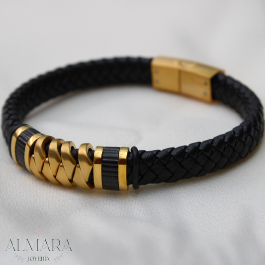 Pulsera de Piel Trenzada y Acero