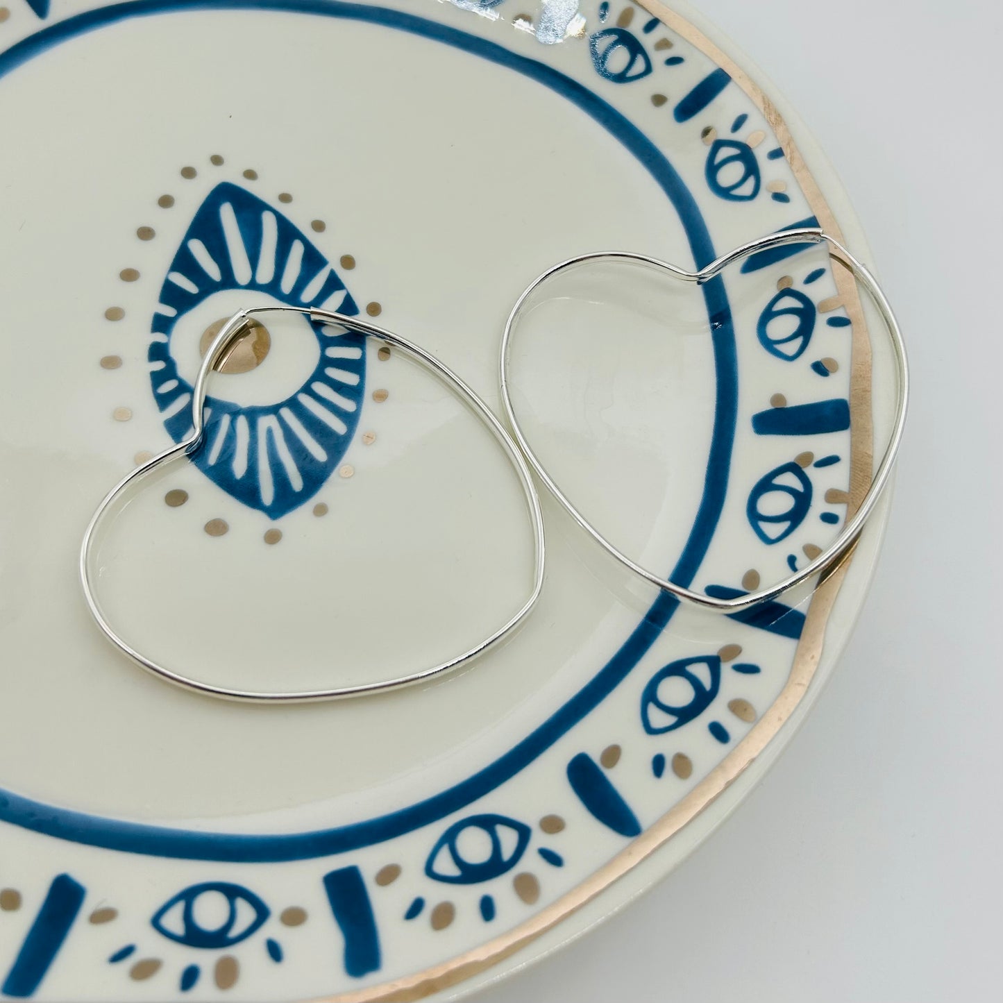 Arracadas de Corazón de Tubito Grandes de Plata