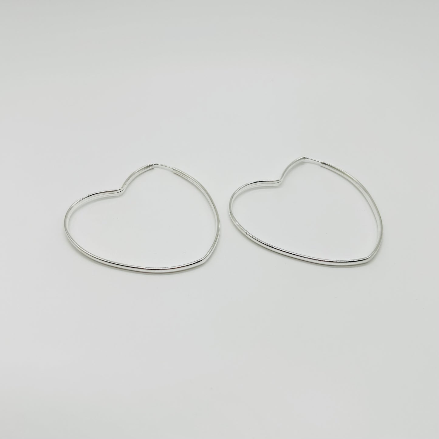 Arracadas de Corazón de Tubito Grandes de Plata