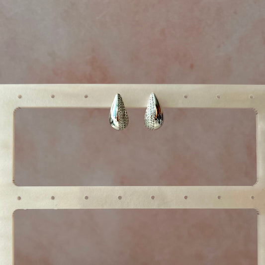 Aretes Gotita con Zirconias Plata