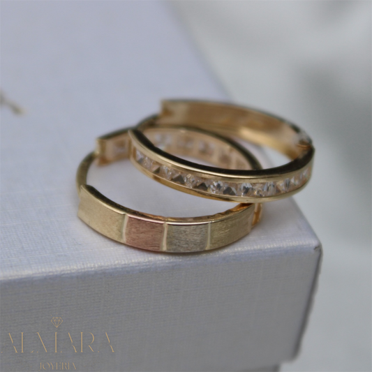 Arracadas Medianas en Oro 10K con Zirconias