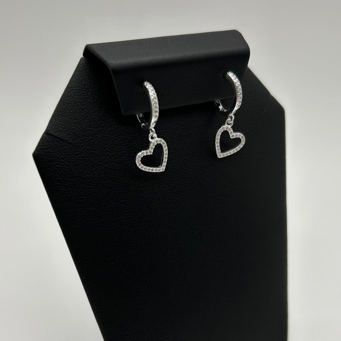 Huggies con Corazones Colgantes de Plata con Zirconias