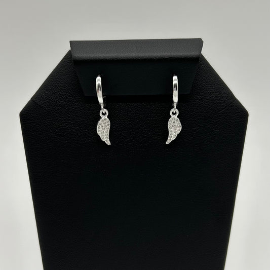 Huggies de Alas con Zirconias y Aros Lisos en Plata