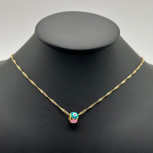 Collar Bolita de Fuego de Ojitos de Oro Laminado