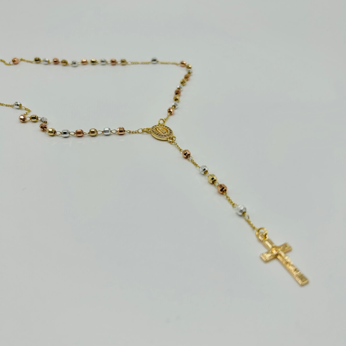 Rosario de Tres Oros de Oro Laminado