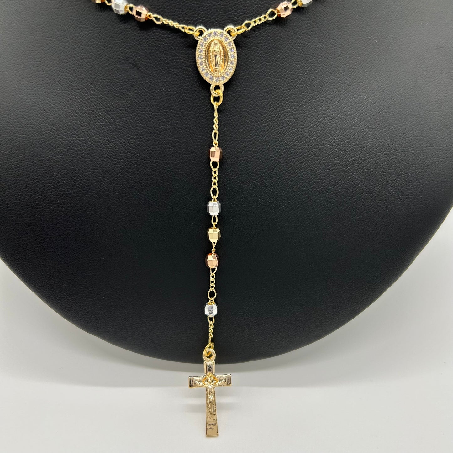 Rosario de Tres Oros de Oro Laminado